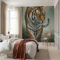 Realistic wildlife art for a Tiger's Trail Wall Mural feature wall