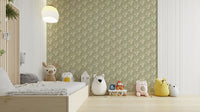 Timeless flowers wallpaper in sage green tones

