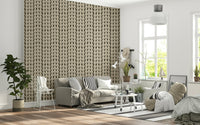 Refined botanical wallpaper in ivory and dark taupe