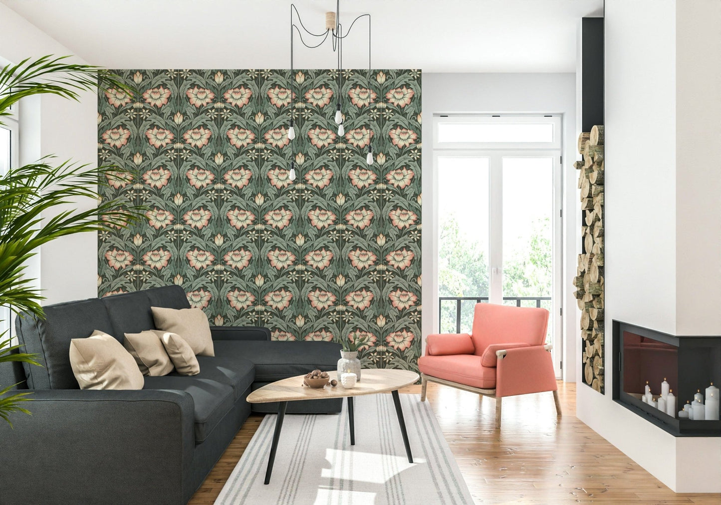 Timeless Garden – Forest Green Wallpaper⁠