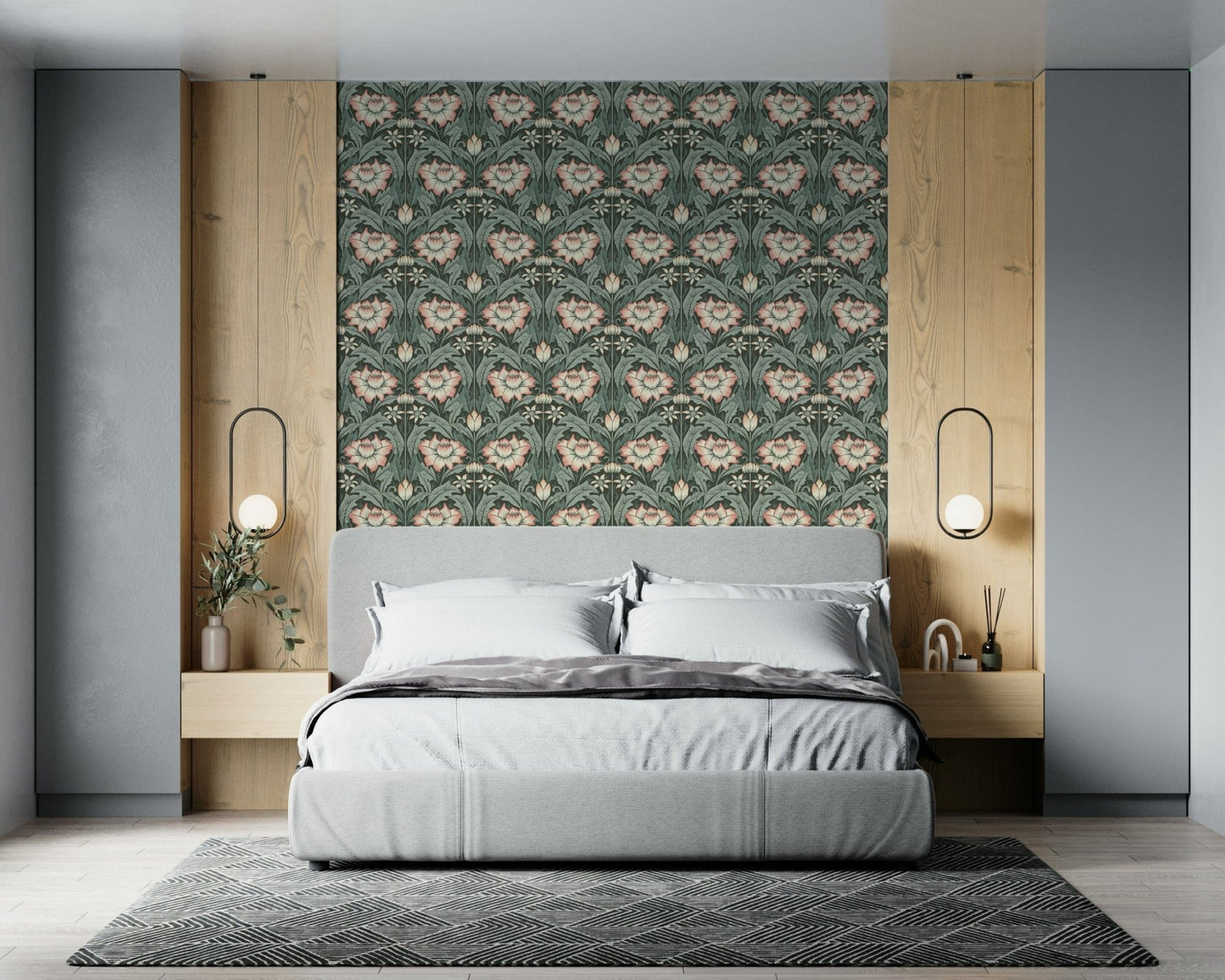 Timeless Garden – Forest Green Wallpaper⁠