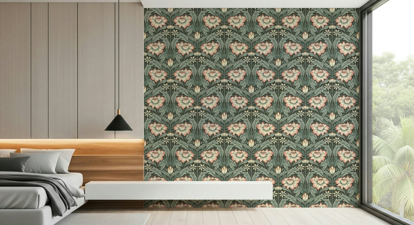 Timeless Garden – Forest Green Wallpaper⁠