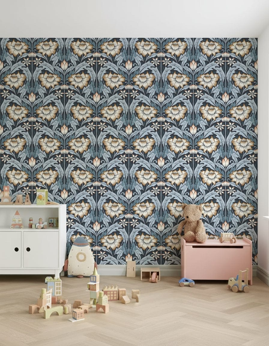 Timeless Garden – Midnight Blue Wallpaper⁠