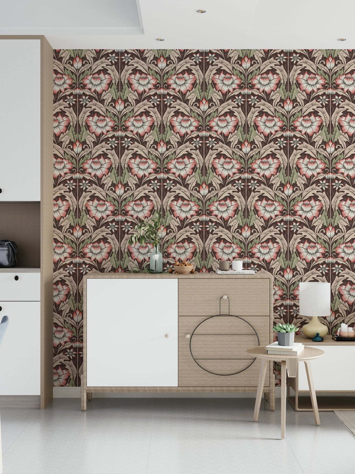 Timeless Garden – Rustic Red Wallpaper⁠