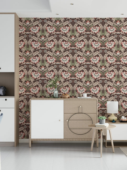 Timeless Garden – Rustic Red Wallpaper⁠