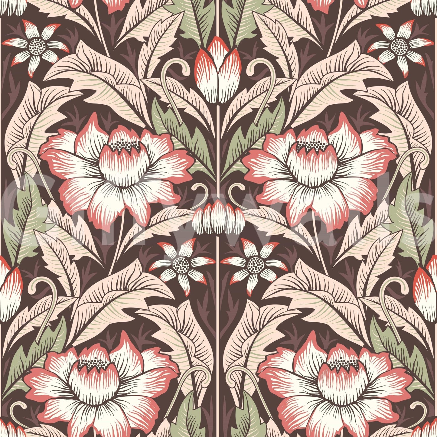 Timeless Garden – Rustic Red Wallpaper⁠