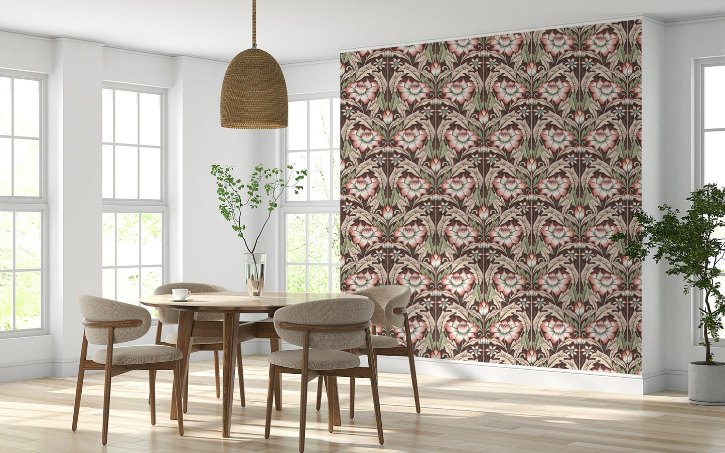 Timeless Garden – Rustic Red Wallpaper⁠