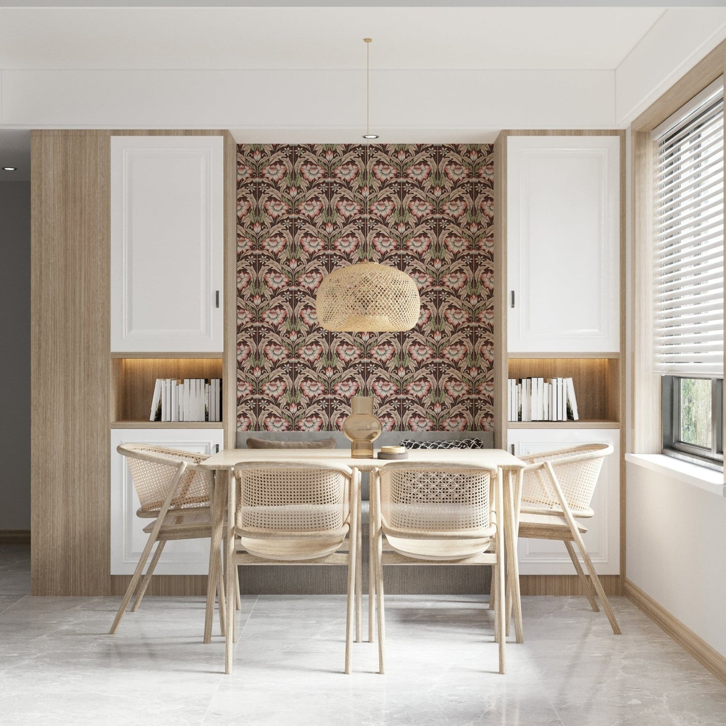 Timeless Garden – Rustic Red Wallpaper⁠