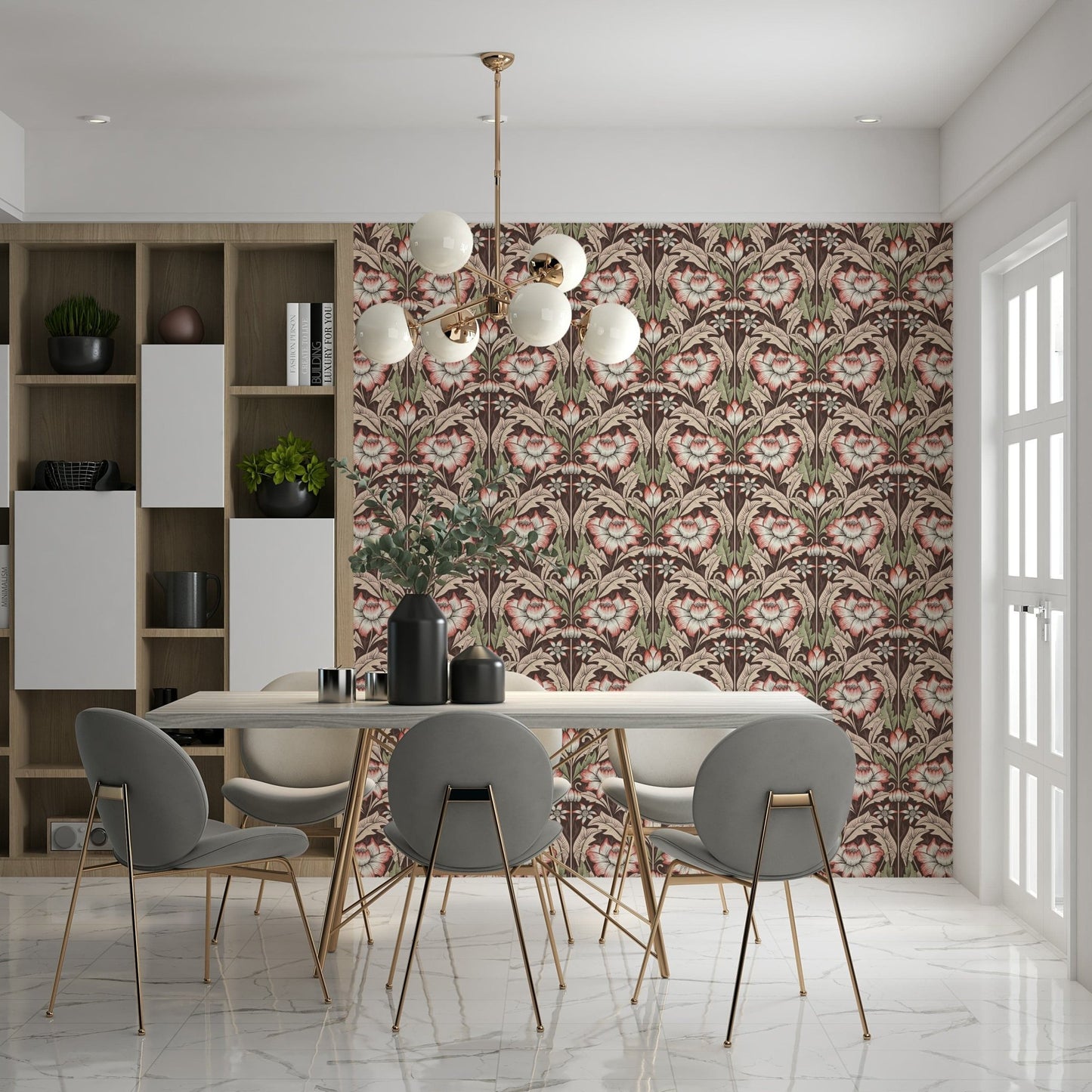 Timeless Garden – Rustic Red Wallpaper⁠