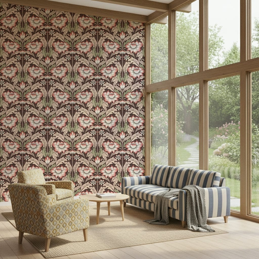 Timeless Garden – Rustic Red Wallpaper⁠
