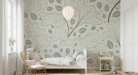 Timeless Ginkgo Garden peel and stick wallpaper, delicate line art.