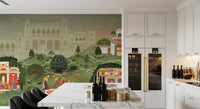 Royal Indian garden wall mural featuring detailed figures, adding a regal touch to a Kitchen.