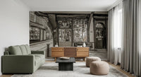 Monochrome city street style Timeless Toy Storefront Wall Mural