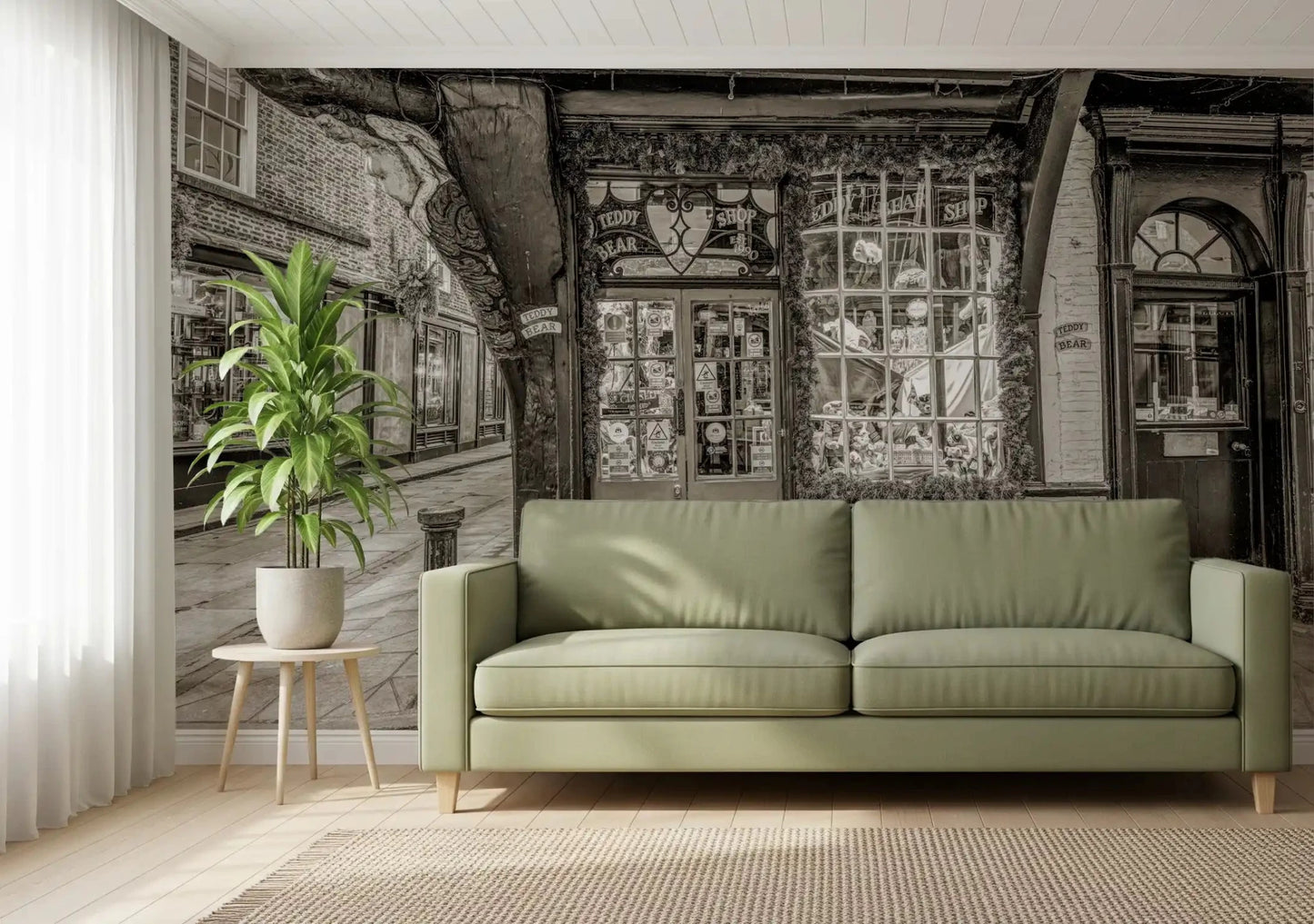 Timeless Toy Storefront Wall Mural with a classic storefront display