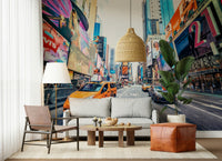 Busy New York intersection Times Square Hustle wallpaper mural.