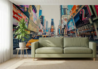 Vibrant Broadway billboards on Times Square Hustle wall decor.
