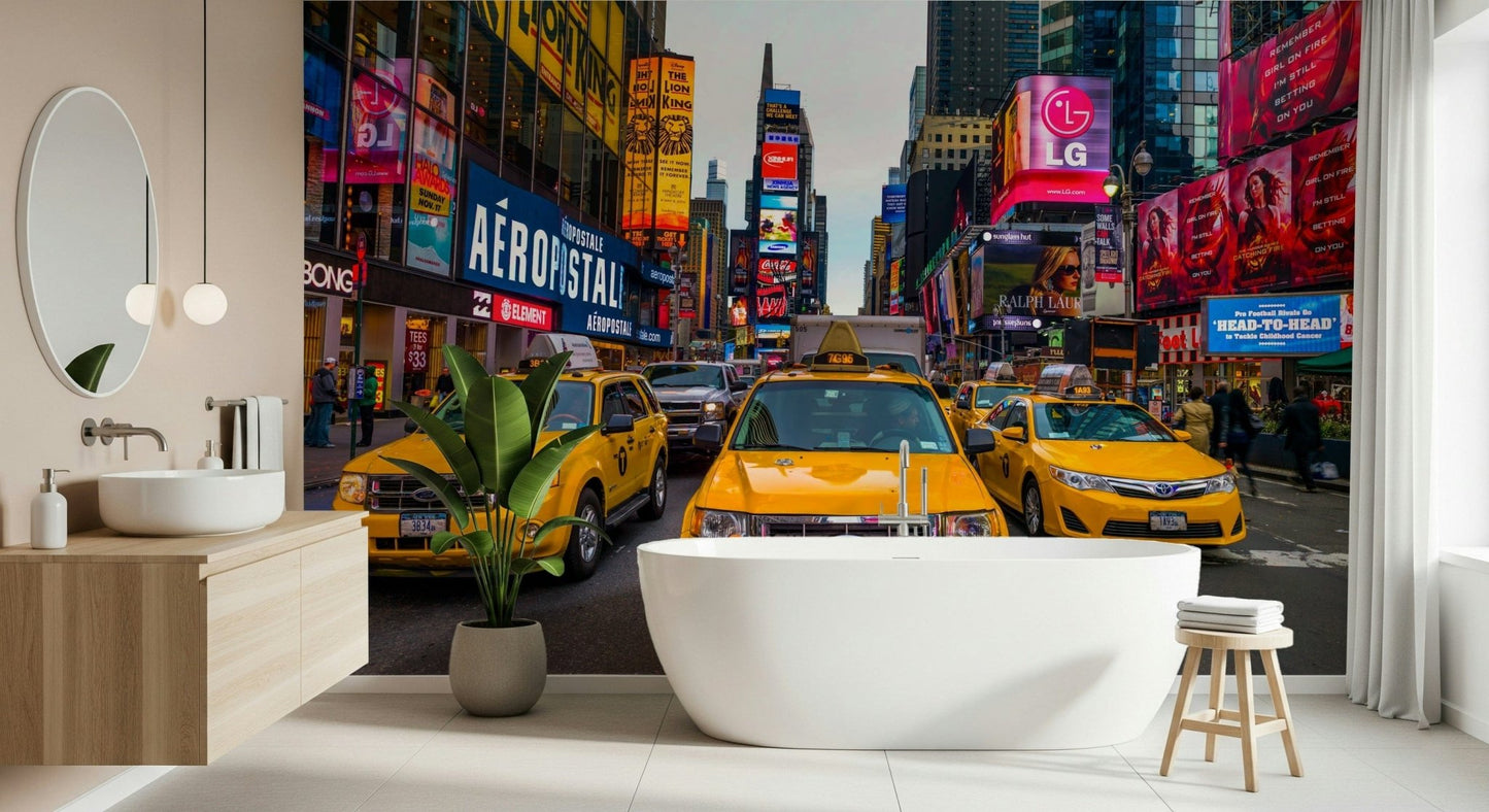 Bright Times Square Rush wall mural big city electric energy.