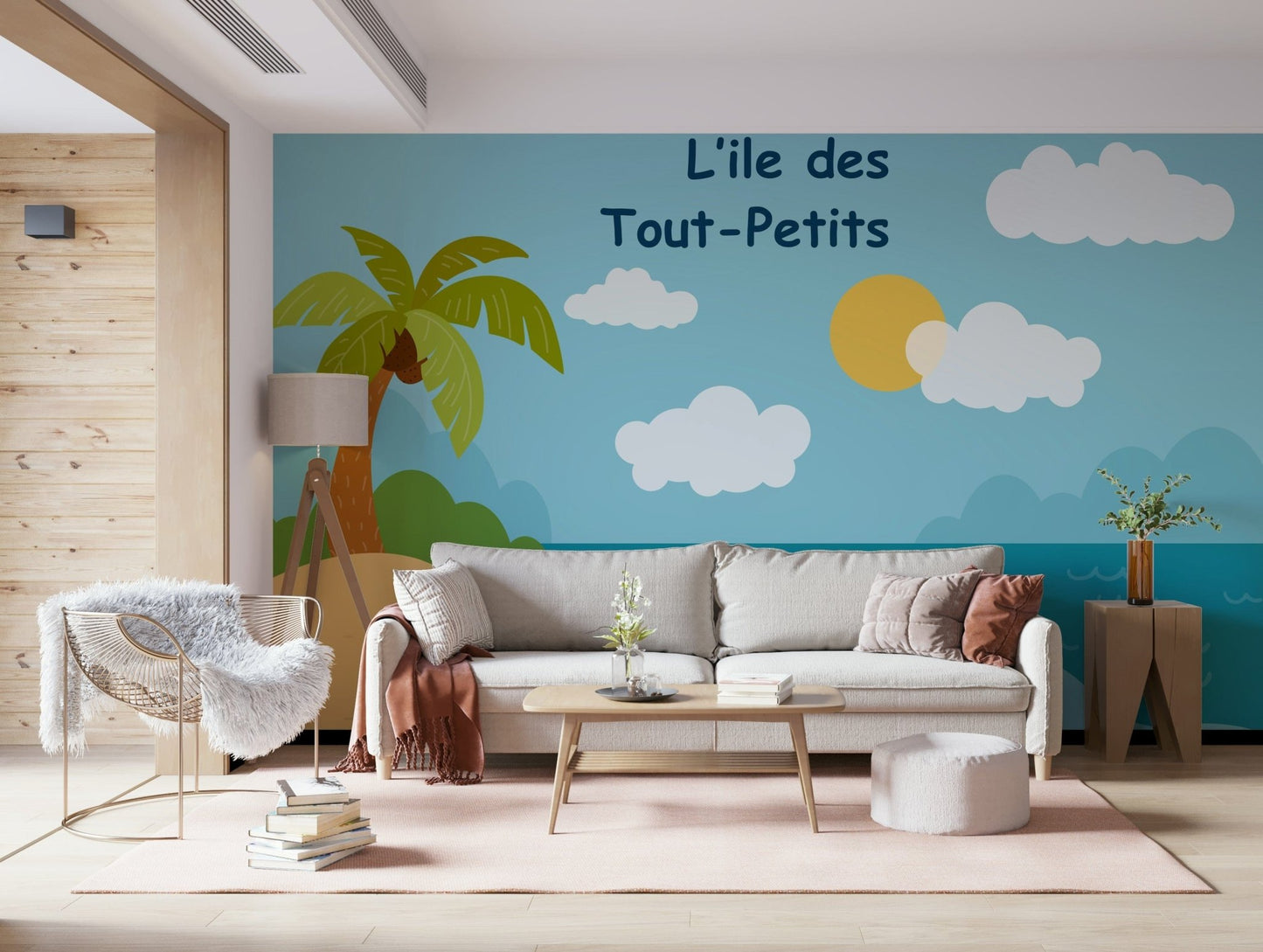 Ocean turtle island wall mural for modern kids room wall decor