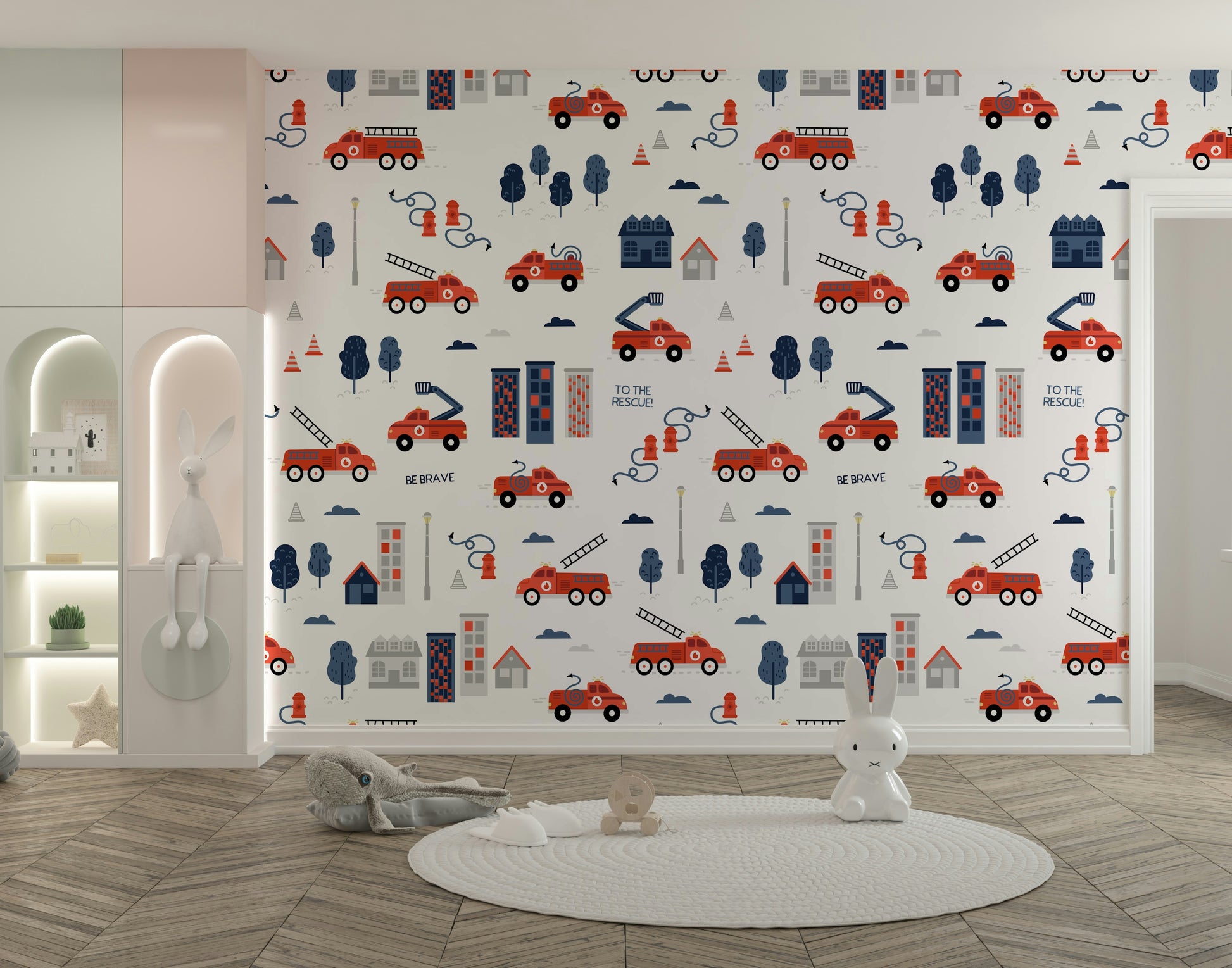 To The Rescue Grey wallpaper pattern

