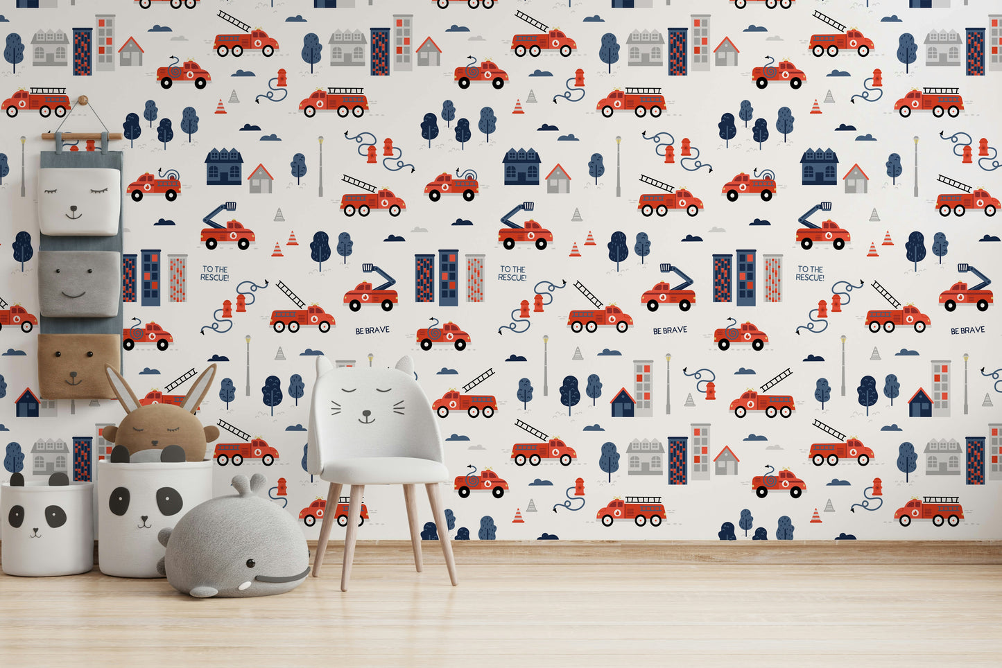 Firefighter theme wall design for children

