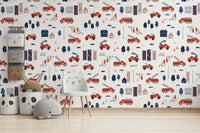 Firefighter theme wall design for children

