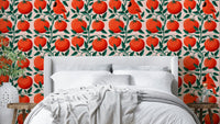 Bright red tomato wallpaper for kitchen

