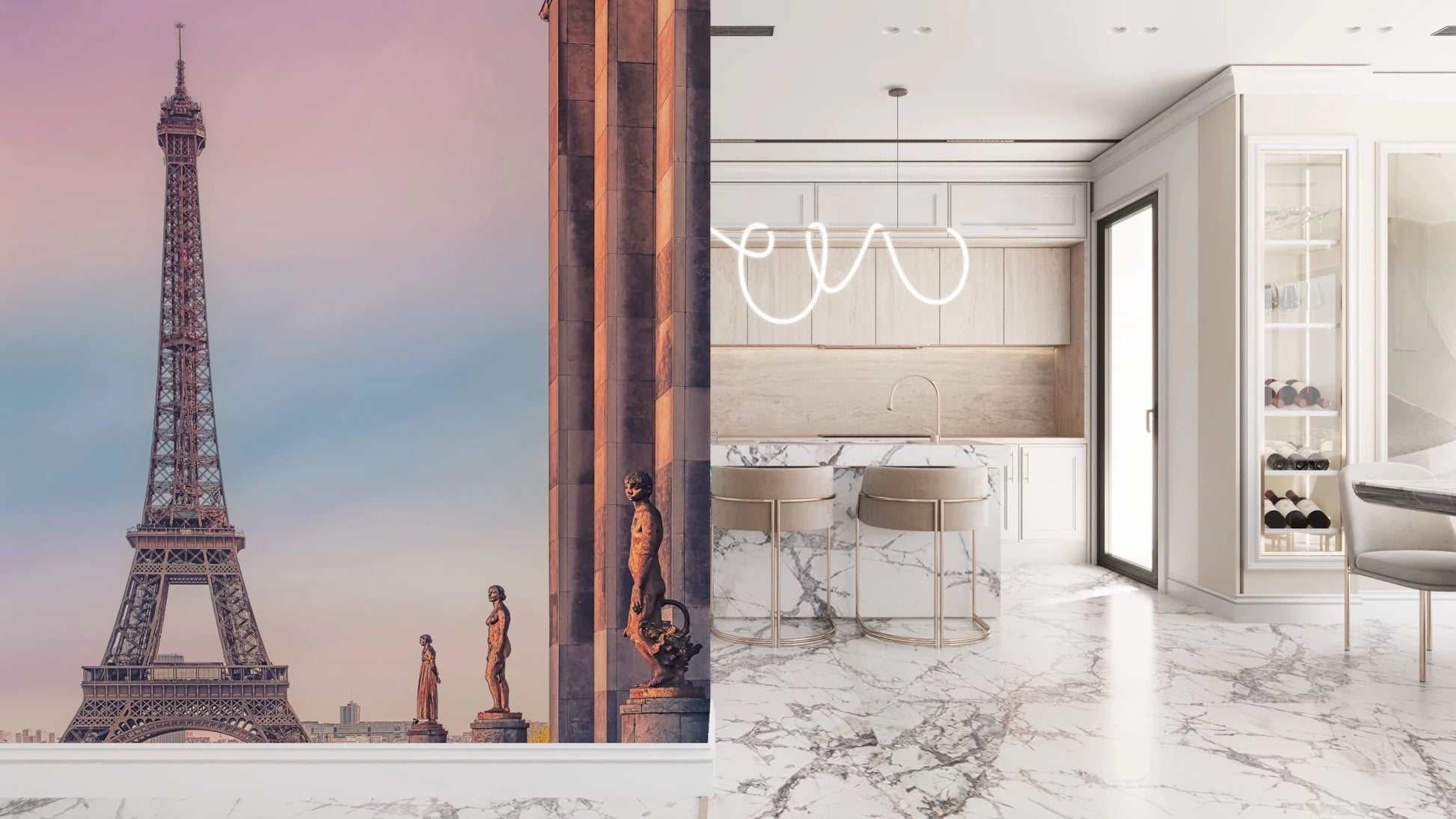Tour Eiffel Sunset Wall Mural