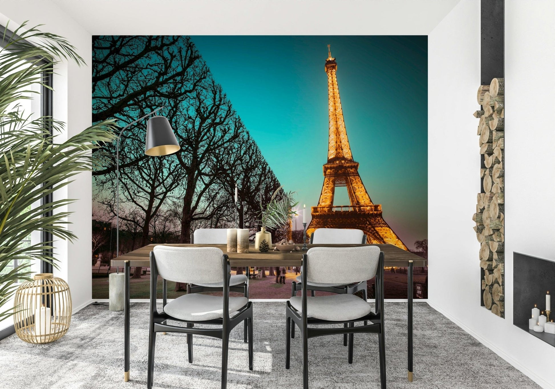 Illuminated Tower Wallpaper Stunning view of the structure at nightfall in Paris.