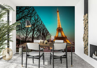 Illuminated Tower Wallpaper Stunning view of the structure at nightfall in Paris.