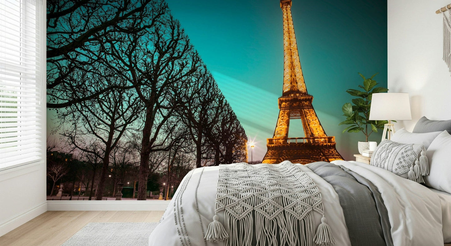 Twinkling Landmark Wallpaper Dramatic urban vista with unique angular foliage.