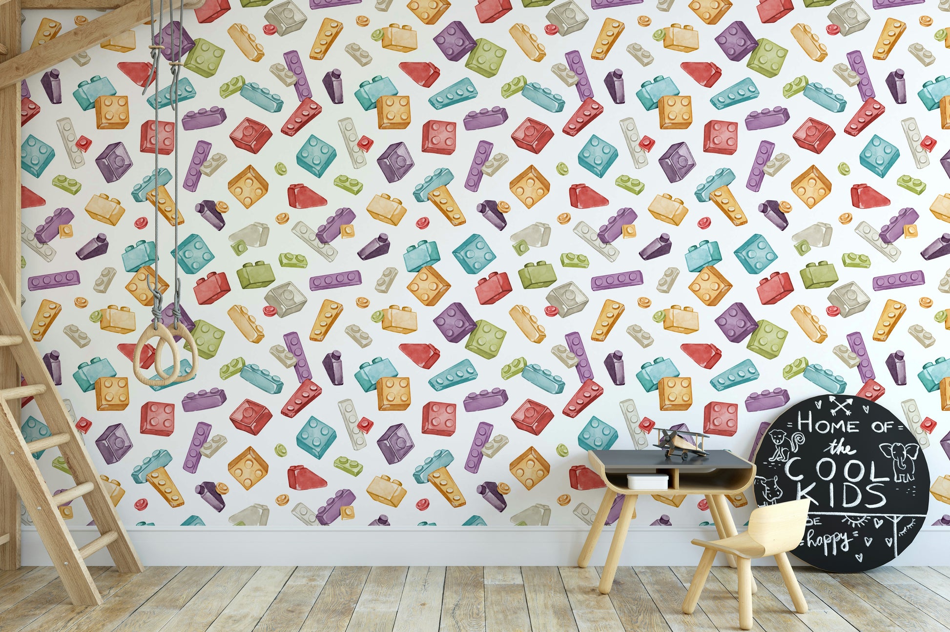 Toy blocks peel and stick wallpaper close-up