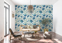 Trailing Indina Floral - Blue and White Wallpaper⁠