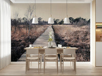 Trail's End Serenity Wall Mural used as a feature wall in a professional home office.