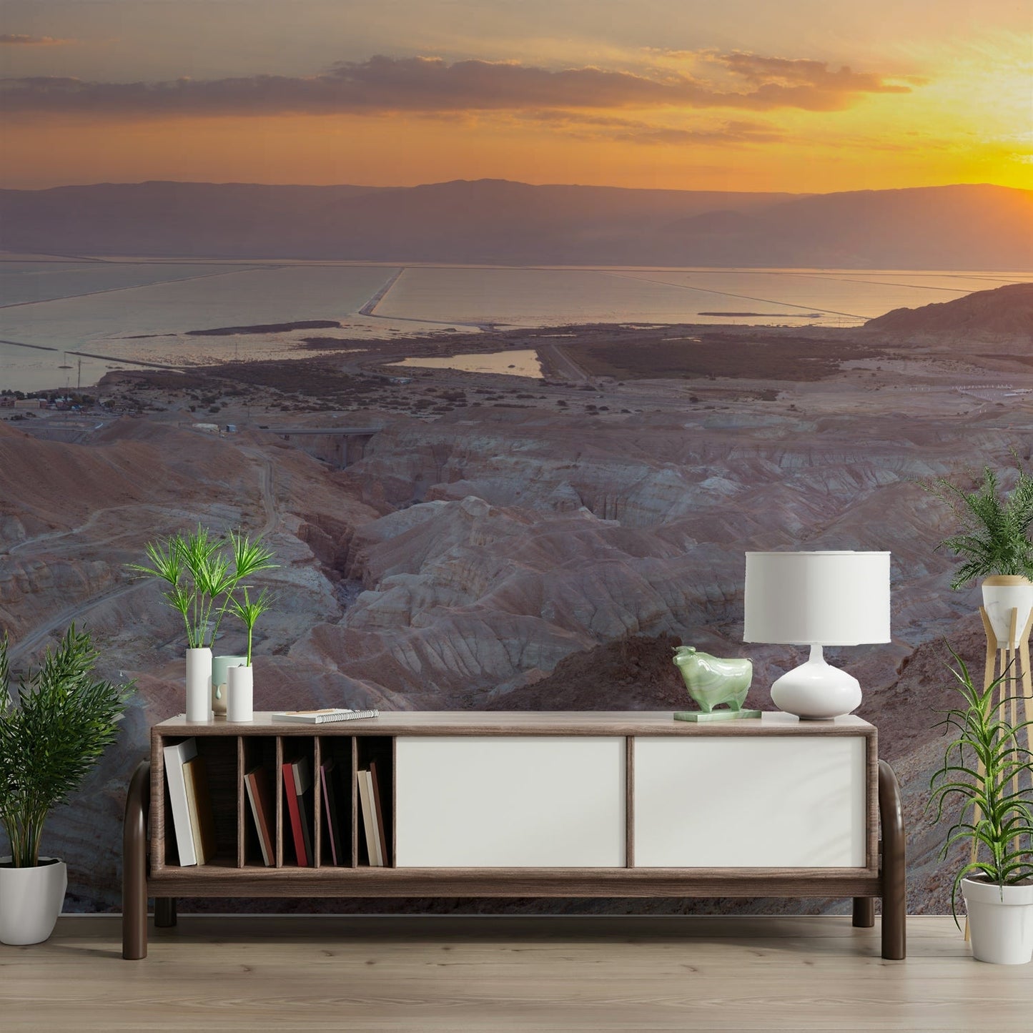 Arid land wallpaper with morning glow

