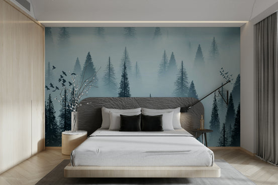 Tranquil Forest Dawn Wallpaper – Misty Forest Landscape