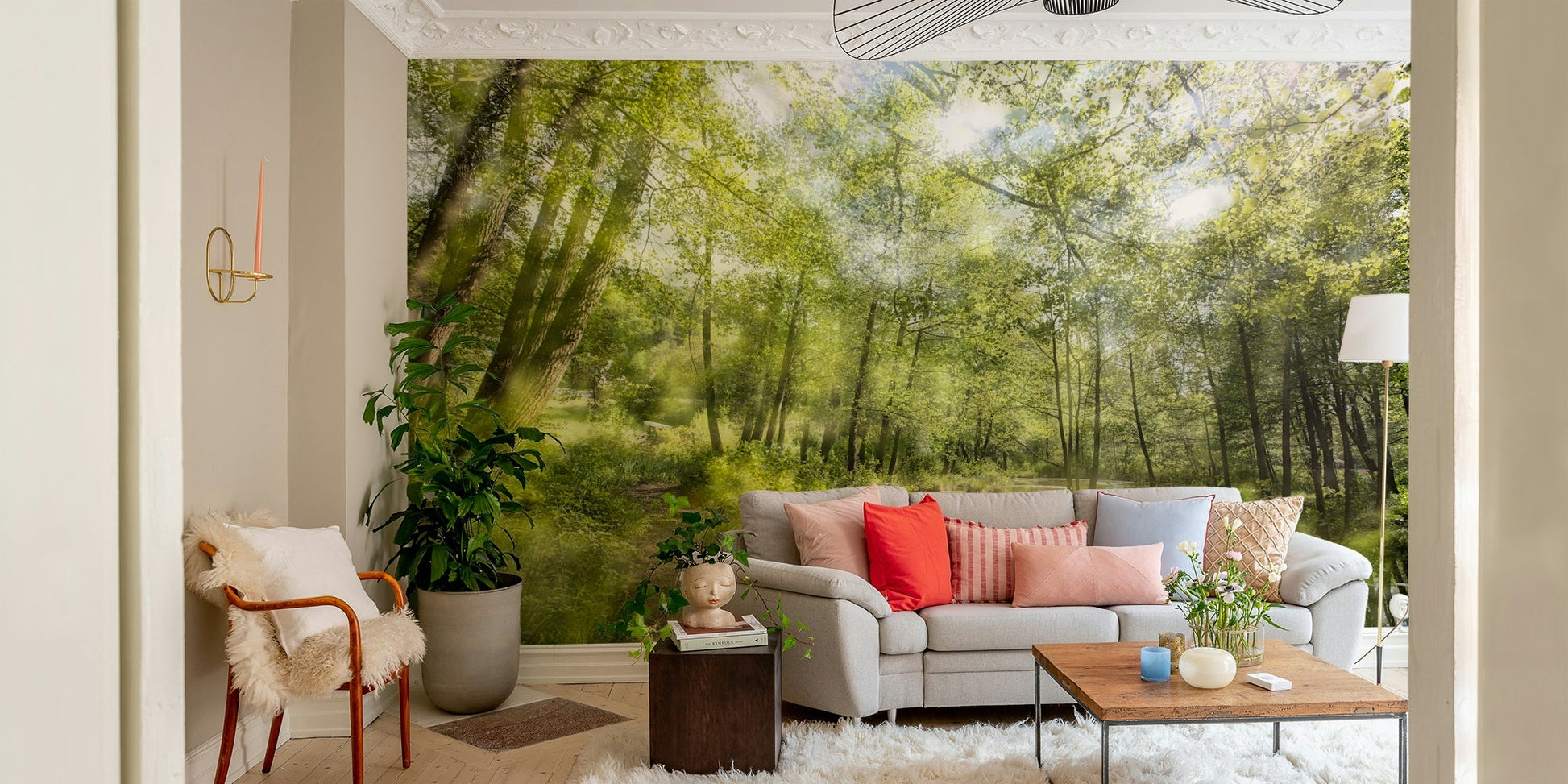 Tranquil Forest Reflection Art Print | Serene Nature Photography | Greenery Landscape Decor Wall Mural