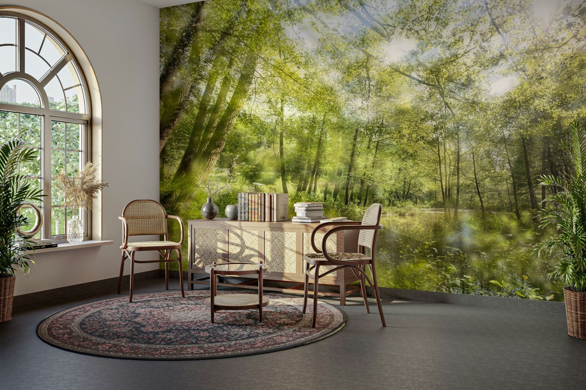 Tranquil Forest Reflection Art Print | Serene Nature Photography | Greenery Landscape Decor Wall Mural