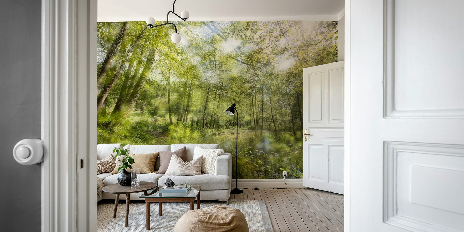 Tranquil Forest Reflection Art Print | Serene Nature Photography | Greenery Landscape Decor Wall Mural