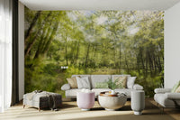 Tranquil Forest Reflection Art Print | Serene Nature Photography | Greenery Landscape Decor Wall Mural