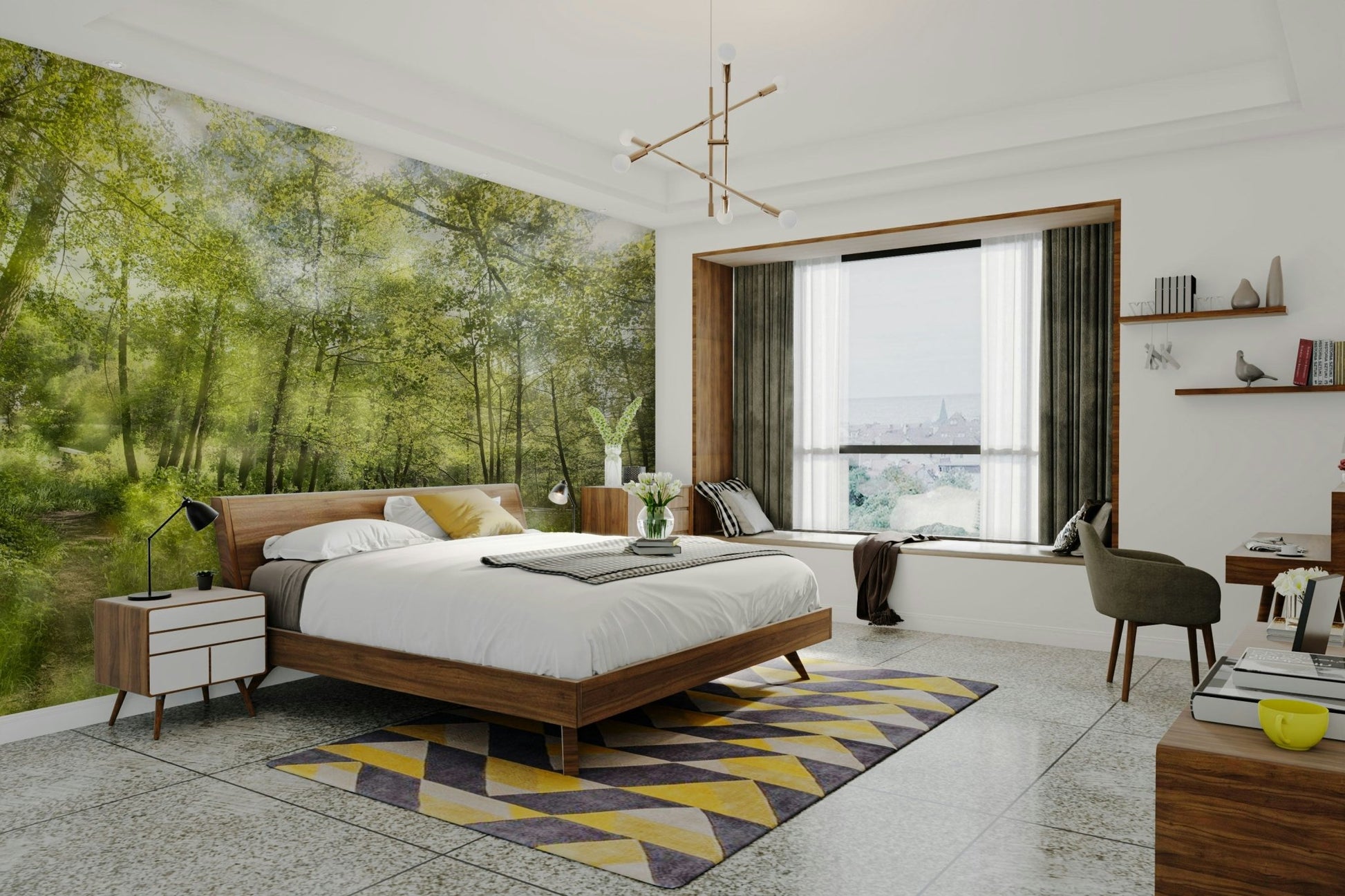 Tranquil Forest Reflection Art Print | Serene Nature Photography | Greenery Landscape Decor Wall Mural