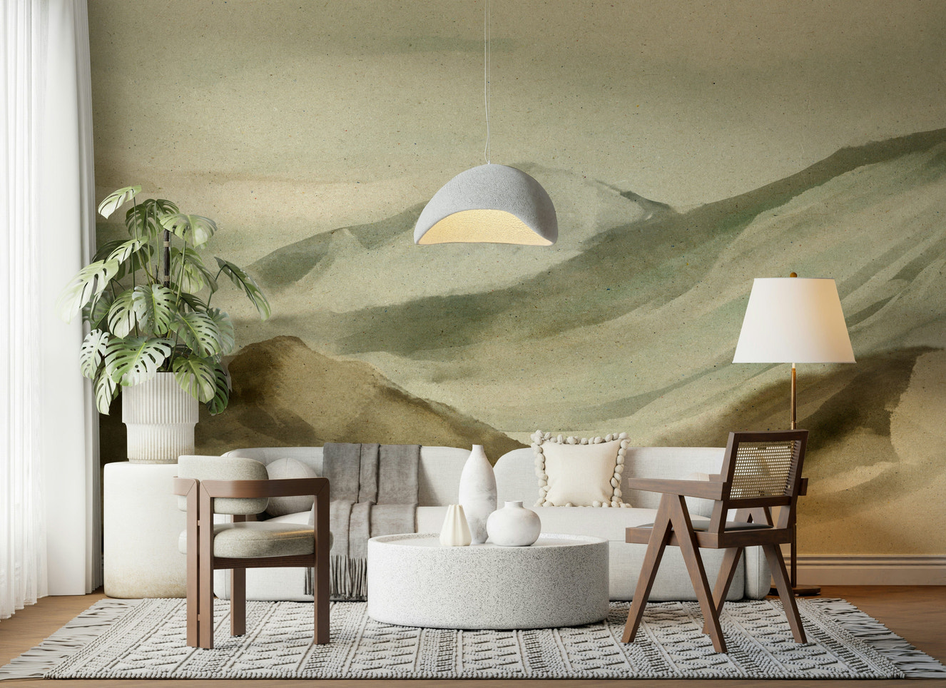 Watercolor Mountainscape Wall Mural -2874338