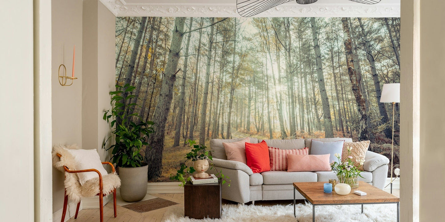 The peel and stick wallpaper on a smooth wall surface.

