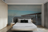 A high-angle view of the wall mural in a large space.

