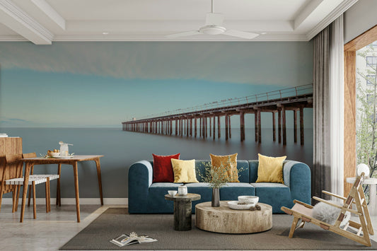 The peel and stick wallpaper on a smooth wall surface.

