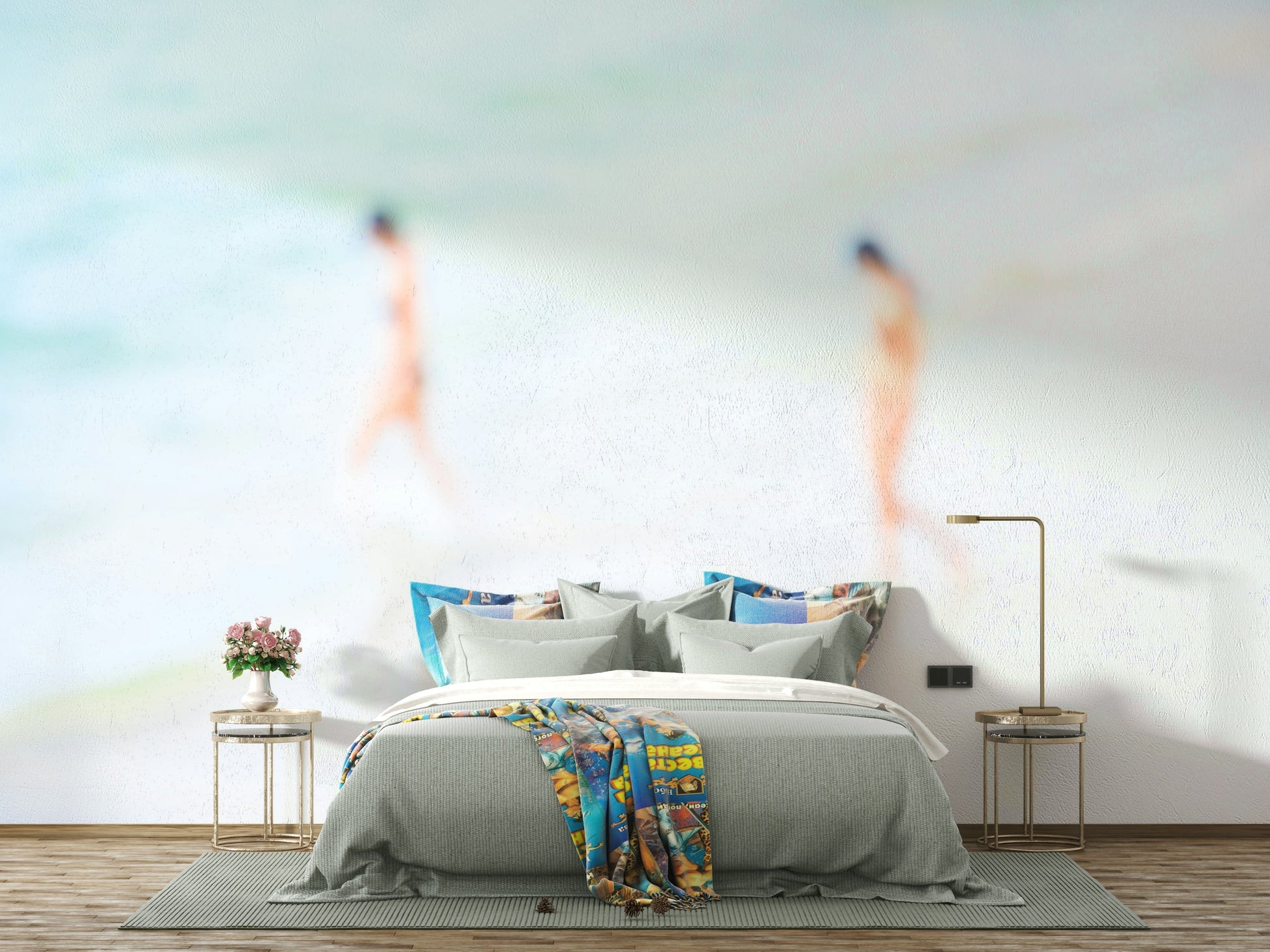 The wallpaper for walls being admired in a home.

