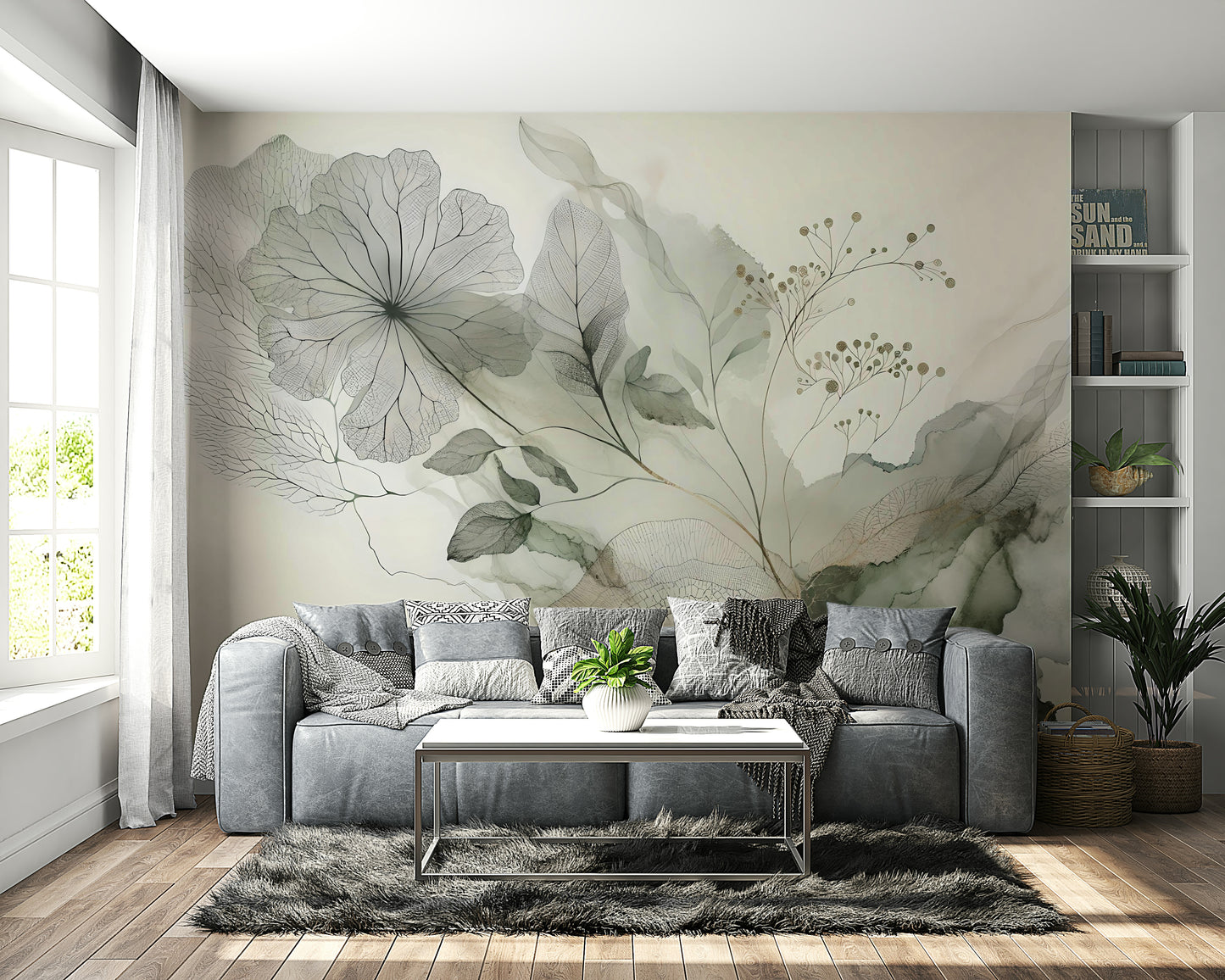 Muted mountain silhouettes for a hallway wall decor in an urban home.