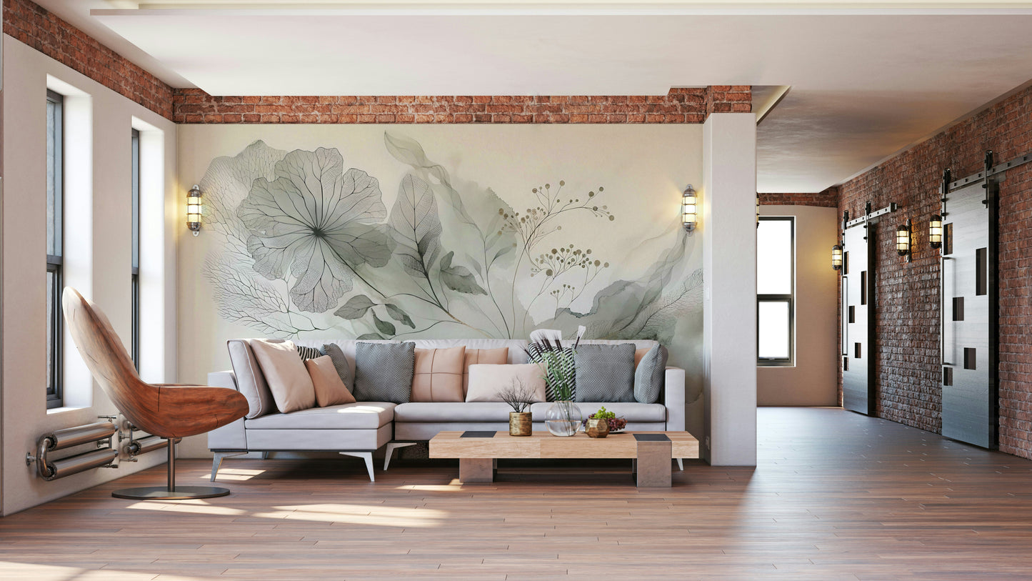 Soft gray and cream wall decor for a sophisticated entryway statement.