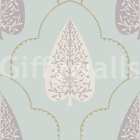 Harmonious Tranquil Trellis mural gentle lilac on duck egg blue.