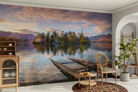 The mural gives a feeling of being in a quiet, natural place.

