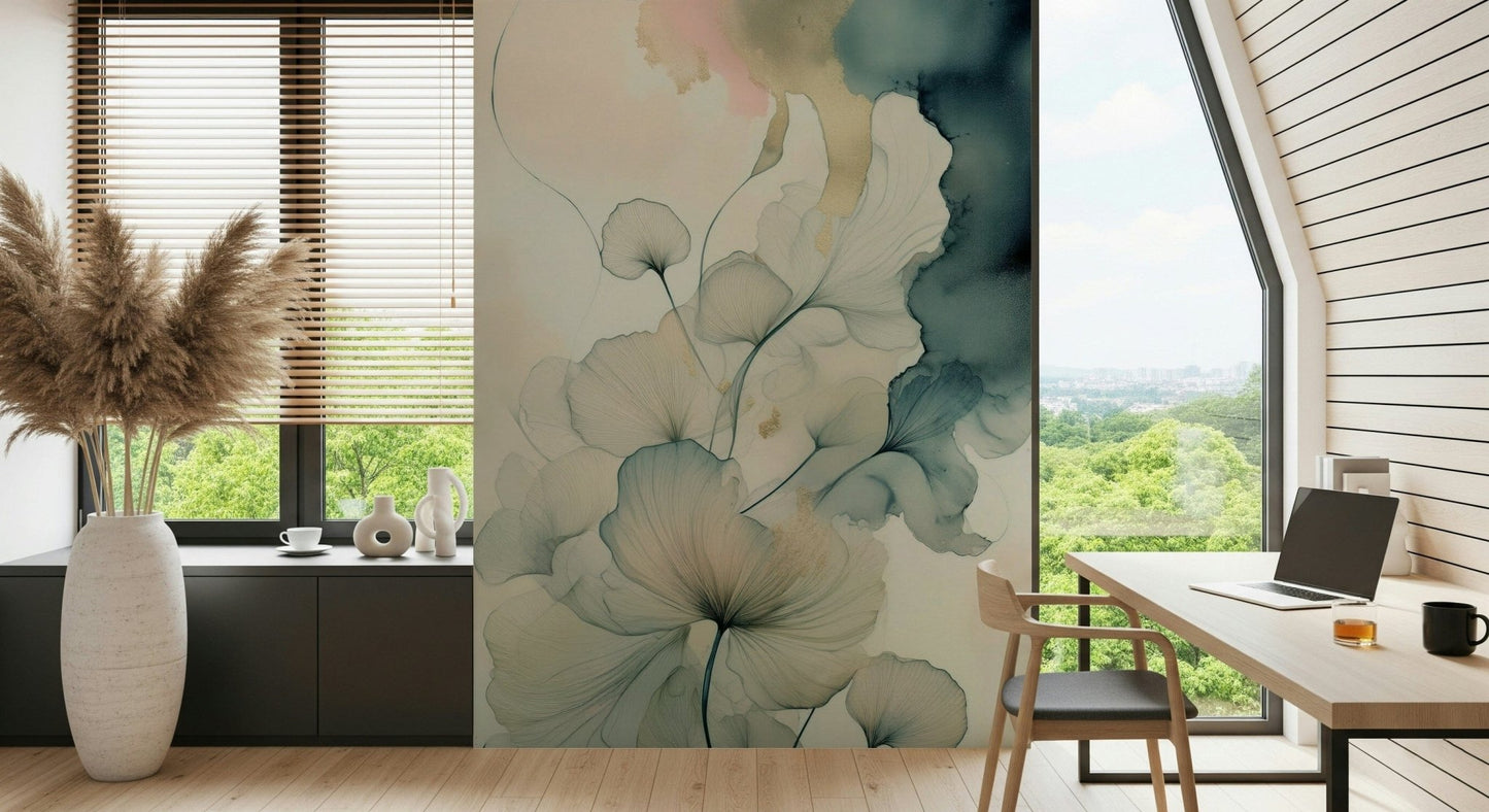 Translucent Teal Petals Wall Mural